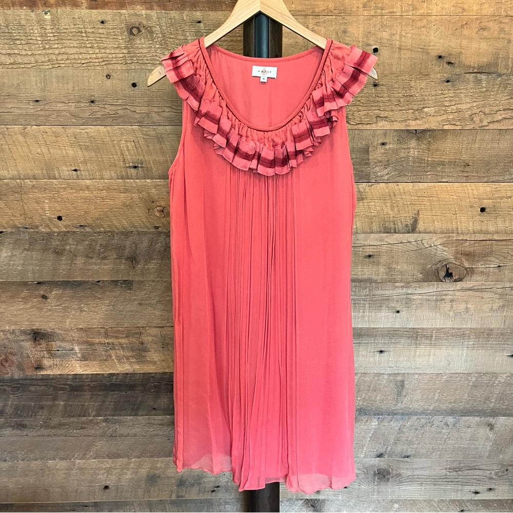 MINTEE Pink Crepe Chiffon Dress With Silk Lining, Size 6